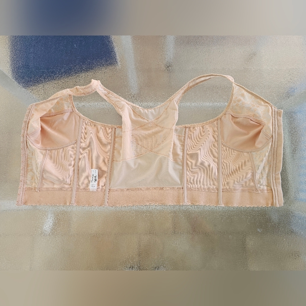 Exquisite Form Vintage Nude Lace Longline Bra 38C Shapewear Pinup Lingerie - Picture 5 of 7